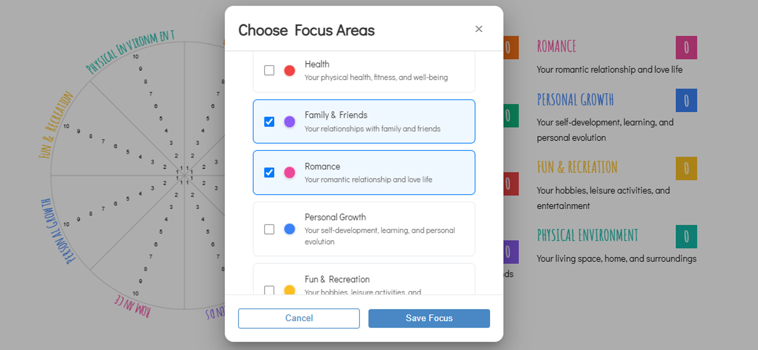 Create personalized your own Wheel of Life